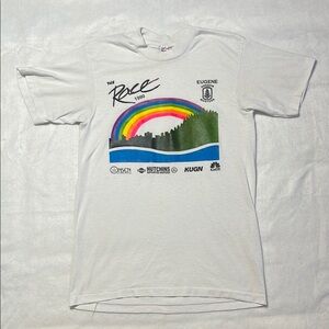 1990 Eugene Oregon T-Shirt Small Race Pride Rainbow Shirt S Hanes 90s Single Sti